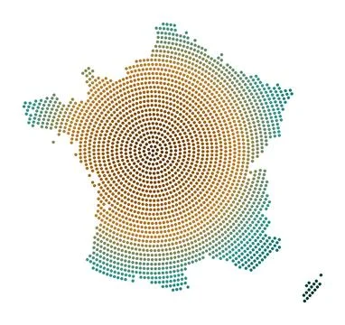 France dotted map. Digital style shape of France. Tech icon of the country .. Stock Illustration