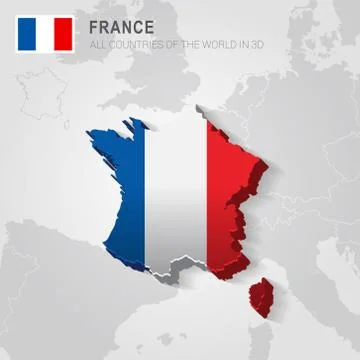 France drawn on gray map. Stock Illustration