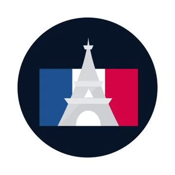 France eiffel tower block and flat style icon vector design Stock Illustration