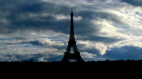 France Eiffel tower clouds Stock Footage 10839795