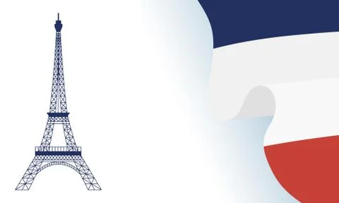 France eiffel tower with flag of happy bastille day vector design Stock Illustration