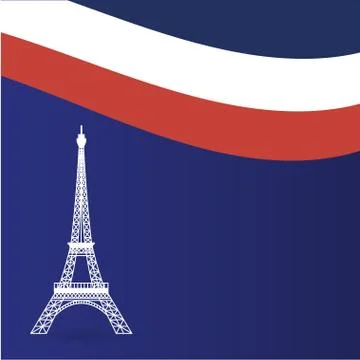 France eiffel tower with flag of happy bastille day vector design Stock Illustration