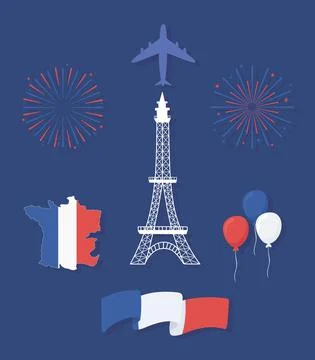 France eiffel tower flag Stock Illustration