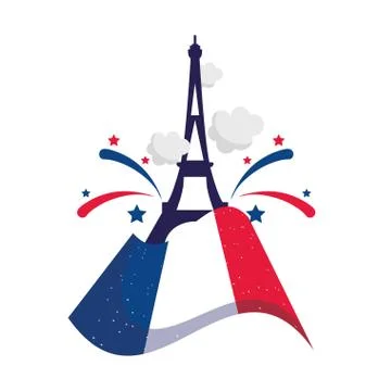 France eiffel tower with flag vector design イラスト素材