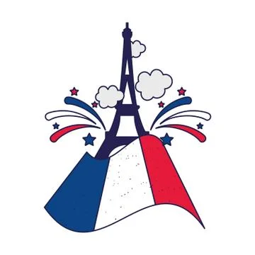 France eiffel tower with flag vector design Stock Illustration
