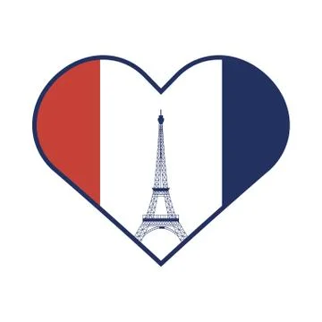 France eiffel tower inside heart of happy bastille day vector design Stock Illustration