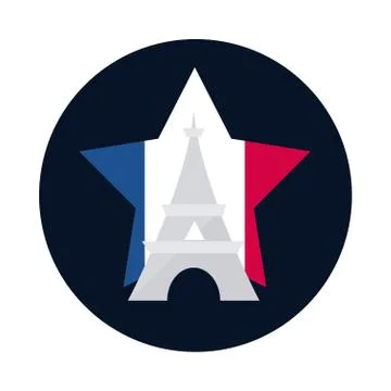 France eiffel tower inside star block and flat style icon vector design Stock Illustration
