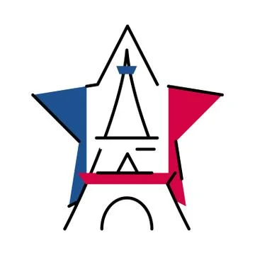 France eiffel tower inside star line and fill style icon vector design Stock Illustration