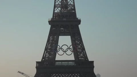France: Eiffel Tower to keep Olympic rings after 2024 Paris Games Stock Footage 283686177