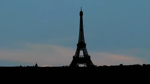 France Eiffel tower moonrise Stock Footage 10839848
