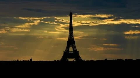 France Eiffel tower sunbeams Stock Footage 10840059