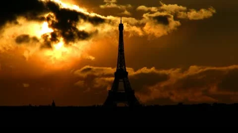 France Eiffel tower sungliding Stock Footage 10840323