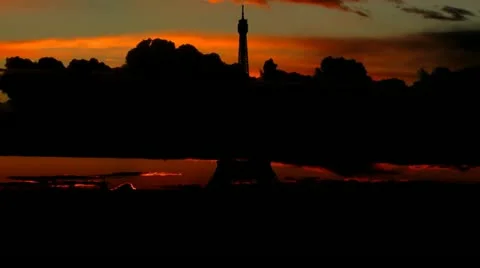 France Eiffel tower sunrise Stock Footage 10840421