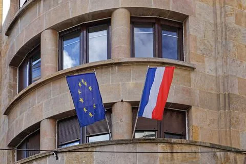 France EU flags Stock Photos