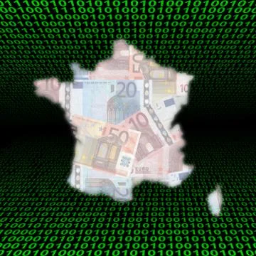 France euros map on binary code Stock Illustration