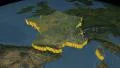 France extruded. Blue Marble. 4k or 4k+ Resolution