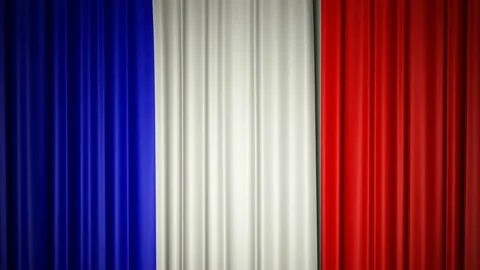 France flag. 3d animation of opening and closing curtains with flag. 4k Stock Footage 101307307