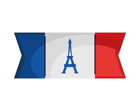 France flag and eiffel tower 스톡 일러스트