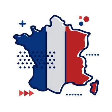 France flag and map flat style icon Stock-Illustration