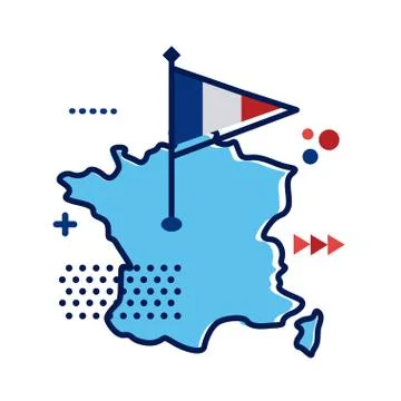 France flag and map flat style icon Illustrazione stock