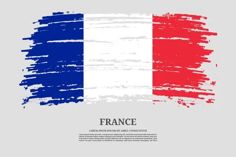 France flag with brush stroke effect and information text poster, vector 스톡 일러스트