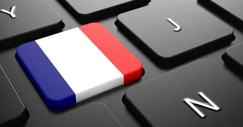 France - Flag on Button of Black Keyboard. Stock Illustration