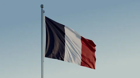 France Flag: Cinematic Loopable Motion with Blue Sky in 4K ProRes 422 HQ Stock Footage 267465751