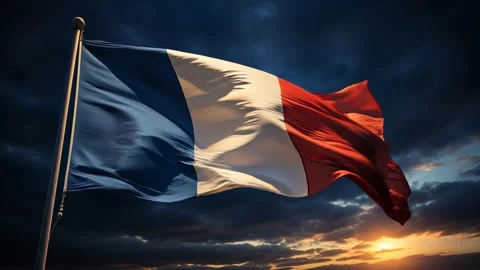 France flag close-up moving in wind Video stock 317017253