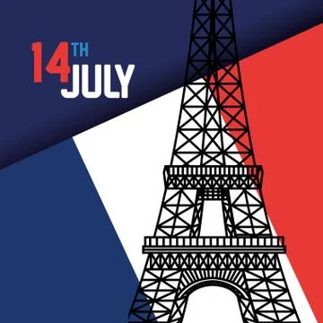 France flag with eiffel tower to holiday Stock-Illustration