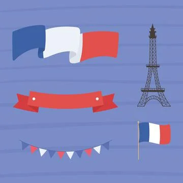 France flag eiffel tower Stock Illustration