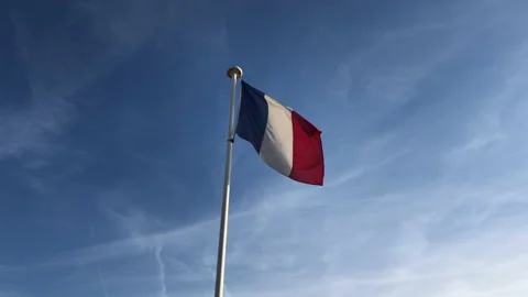 France flag flying Stock Footage 97591687