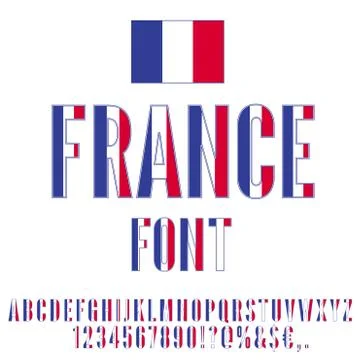 France Flag Font Stock Illustration