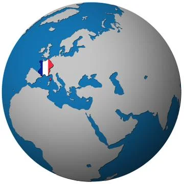 France flag on globe map Stockillustratie