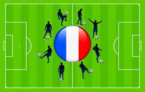 France Flag Icon Internet Button with Soccer Match Stock Illustration
