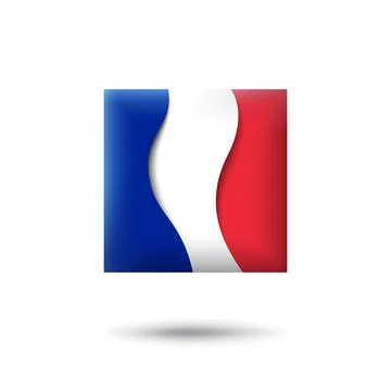 France flag icon in the shape of square. Waving. Vector symbol, icon, button 스톡 일러스트