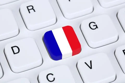 France flag internet on computer keyboard Stock Illustration