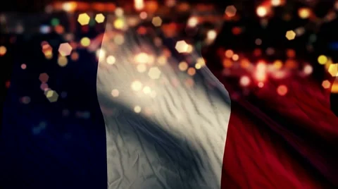 France Flag Light Night Bokeh Abstract Loop Animation 4K Stock Footage 47577896