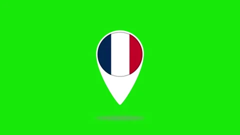 France flag location pin bouncing on green screen Stock Footage 329683699