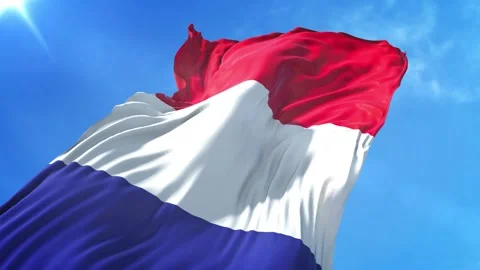 France Flag Low Angle View Stock Footage 295690334