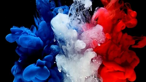 France flag made of colored ink on a black background Stock-Footage 124065485