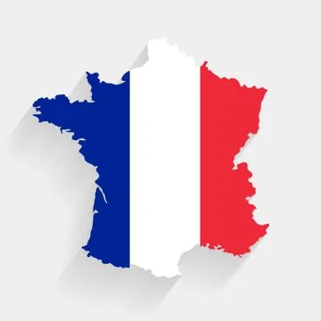 France flag map on gray background, vector Stock Illustration