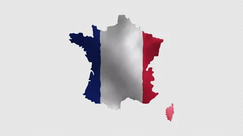 France Flag Map Waving in the Wind on Transparent Background Seamless Loop Vídeo Stock 337735012