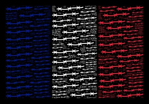 France Flag Pattern of Barbed Wire Symbols イラスト素材