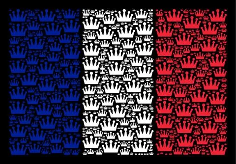 France Flag Pattern of Crown Icons イラスト素材