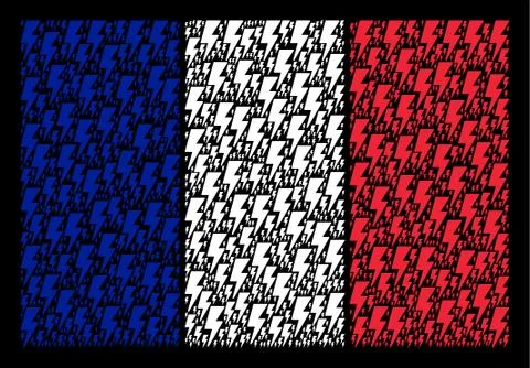 France Flag Pattern of Electric Strike Icons Stock Illustration