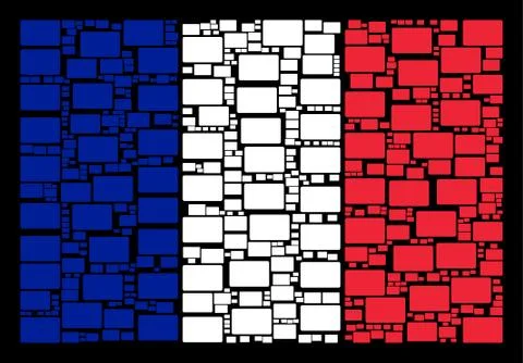 France Flag Pattern of Filled Rectangle Items Illustrazione stock