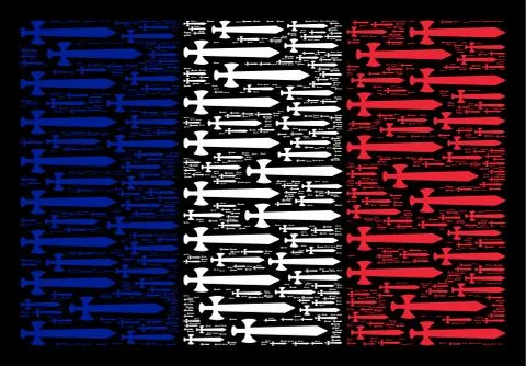France Flag Pattern of Medieval Sword Icons Stock Illustration