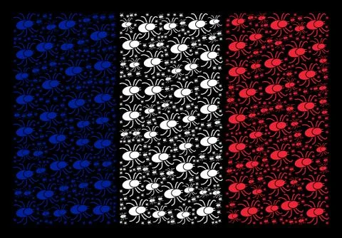 France Flag Pattern of Mite Tick Icons Ilustração Stock