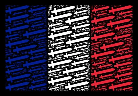 France Flag Pattern of Sword Items 스톡 일러스트