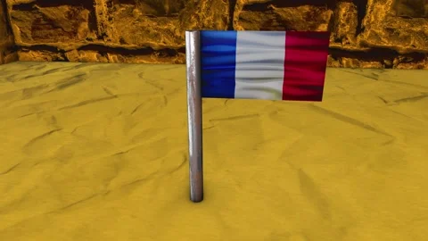 France Flag Post - Orbiting Shot Stock Footage 271077037